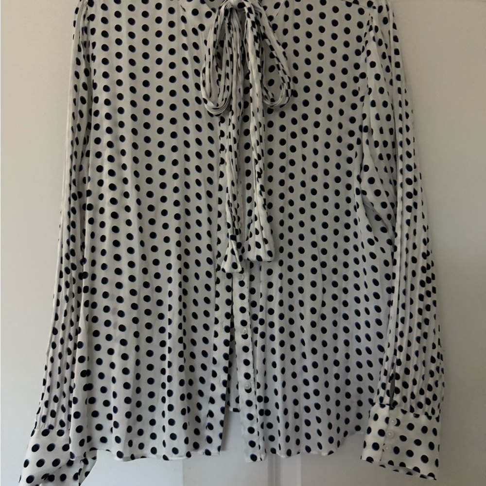 Express White Long Sleeve Tie Front Blouse